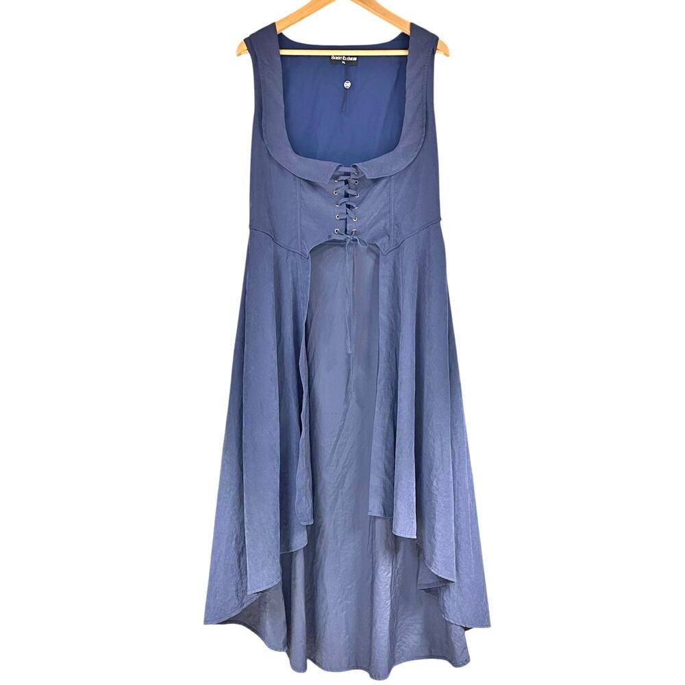 Vintage High-Low Layered Dress in Cream and Charcoal - Picture 7 of 8
